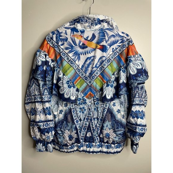 Anthropologie Farm Rio Blue Palms Windbreaker Jacket Size XS NWT - Picture 6 of 7